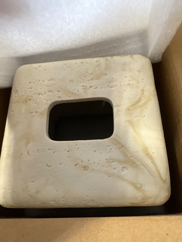 Photo 1 of Natural Travertine Textures Tissue Box Cover Square for Home Decor,Resin Heavy Tissue Box Holder for Bathroom Countertop,Tabletop,Bedside Table,Office
