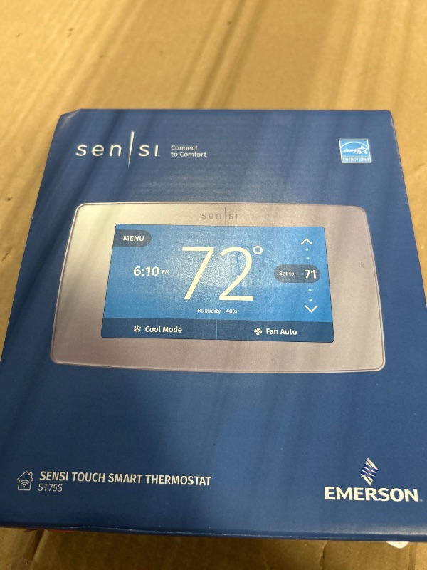 View 2 of Sensi Touch Smart Thermostat by Emerson with Touchscreen Color Display, Programmable, Wi-Fi, Mobile App, Easy DIY, Data Privacy, Works with Alexa, Energy Star Certified, ST75S-Silver, C-Wire Required
