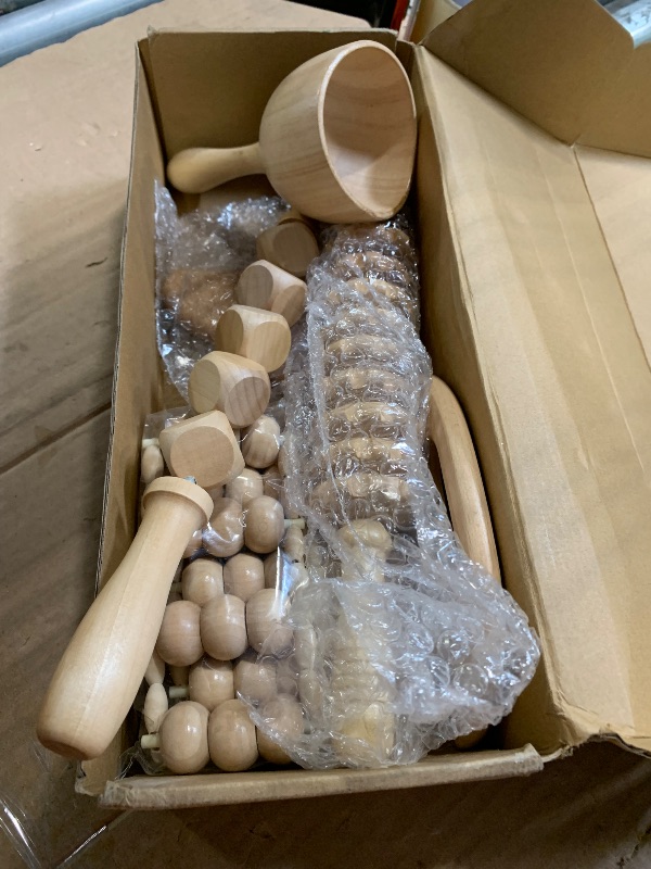 Photo 1 of 10-in-1 Wood Therapy Massage Tools Gua Sha Wooden Massager for Body Shaping Massage Tool Set Wood Therapy Tools for Relieving Muscle Pain Body Lymphatic Drainage Massager Anti-Cellulite