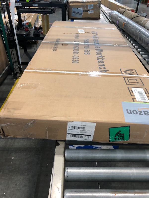 Photo 1 of **FACTORY SEALED AS SHOWN IN PHOTOS**
AHB 60" Workbench Adjustable Height, Solid Wood Work Table with Power Outlets, Max 2000 LBS, Heavy Duty Workstation for Garage Party Shop Office Home(Black 60"x 22")