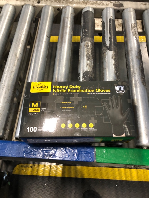 Photo 1 of TitanFlex Disposable Nitrile Exam Gloves - 6-mil, Black, Medium 100-ct Box, Heavy Duty, Latex Free, Food Safe for Cooking & Food Prep