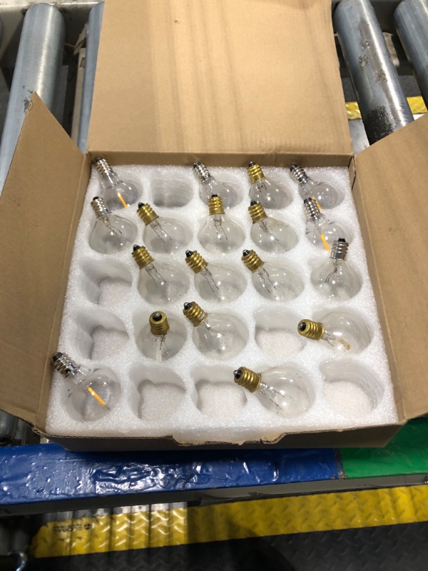 Photo 1 of **7 bulbs missing**CHYParty G40 Led Replacement Light Bulbs, 0.6W Shatterproof Globe Bulb, E12 Candelabra Base, 1.5 Inch Dimmable G40 Bulbs for Outdoor String Lights, Patio Light Decor- Warm White 25 Pack