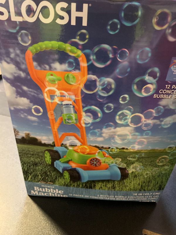 Photo 1 of SLOOSH Bubble Lawn Mower Toddler Toys - Pretend Play Bubble Blower Machine Gardening Toy Leak-Proof for Indoor Outdoor Use, Push Toys Preschool Baby Boys Kids Halloween Birthday Gifts (Blue)