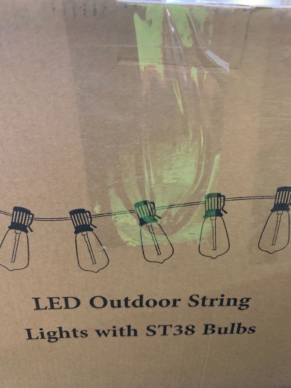 Photo 1 of Brightever LED Outdoor String Lights 100FT Patio Lights with 52 Shatterproof ST38 Vintage Edison Bulbs, Outside Hanging Light Waterproof for Porch, Deck, Garden, Backyard, Balcony, Dimmable 2700K