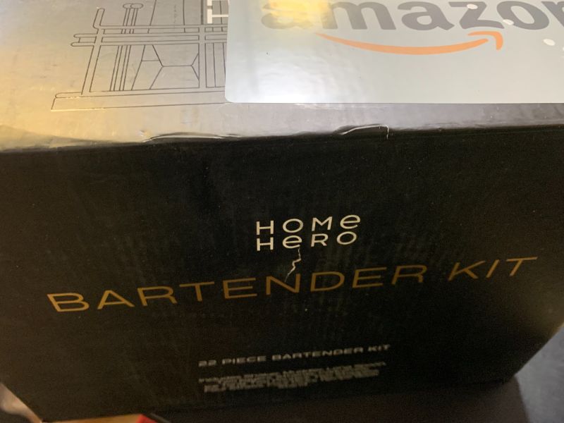 Photo 1 of Home Hero Elegant Bartender Kit with Wooden Stand, Premium Bar Set & Cocktail Shaker, Gift for Home Bar and Cocktail Enthusiasts, Essential Bar Accessories with Recipe Book (22 Pcs - Silver)