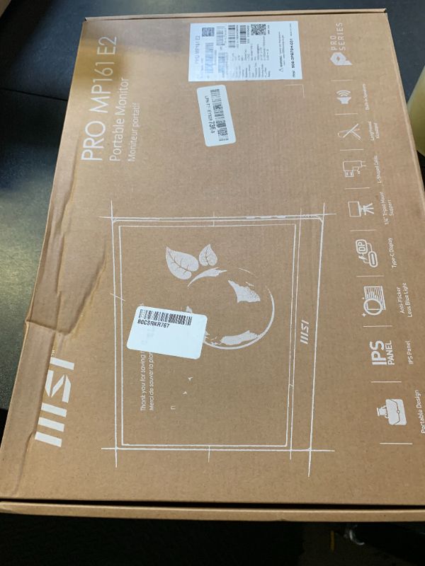 Photo 1 of MSI Pro MP161 E2 Portable Monitor, 15.6" FHD IPS 1080p, USB Type-C, Mini-HDMI, Built-in Speakers, Perfect for PC, Mac, PS5, PS4, Xbox, Mobile, Metal Gray