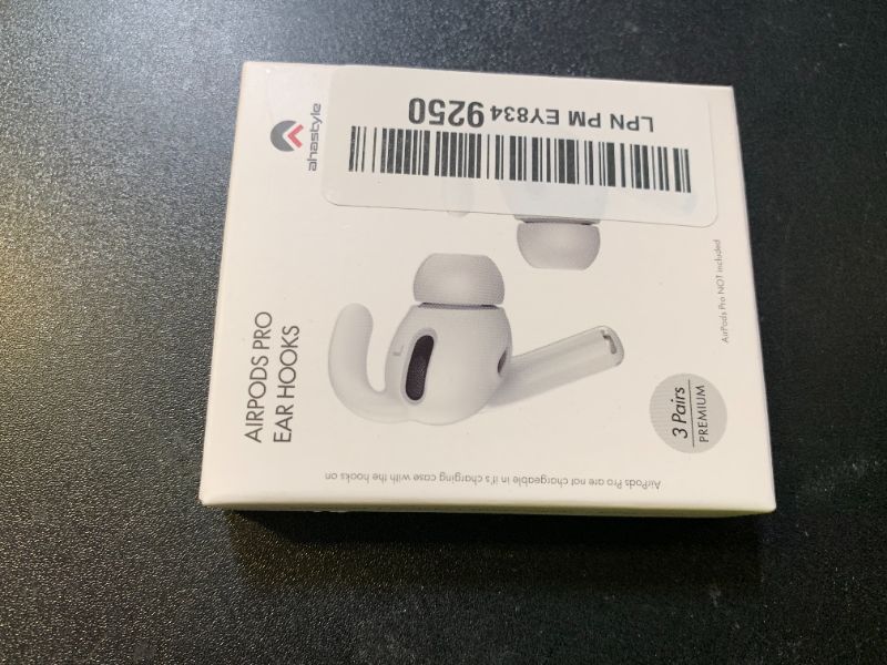 Photo 1 of AhaStyle 3 Pairs AirPods Pro Ear Hooks Covers [Added Storage Pouch] Anti-Slip Ear Covers Accessories Compatible with Apple AirPods Pro (White)