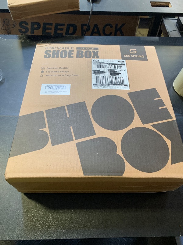 Photo 1 of SEE SPRING 12 Pack Shoe Storage Box, Clear Plastic Stackable Shoe Organizer for Closet, Space Saving Foldable Shoe Rack Sneaker Container Bin Holder