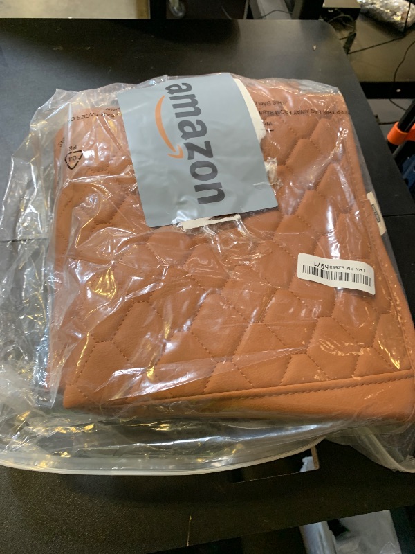 Photo 1 of Elantrip Luxury 2 Pcs Leather Front Car Seat Cover Bottom Anti-Slip, Full Wrap Protection, Waterproof Cushion with Storage Pocket for Most Vehicles (Dark Brown)