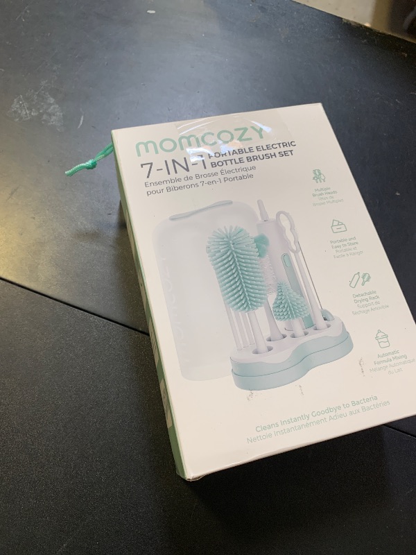 Photo 1 of Momcozy 7 in 1 Electric Bottle Brush Kit, Portable Cleaning Set with Formula Mixer, Silicone Brush, Nipple Brush, Straw Brush, Soap Dispenser, Drying Rack - Long Battery Life for Home & Travel
