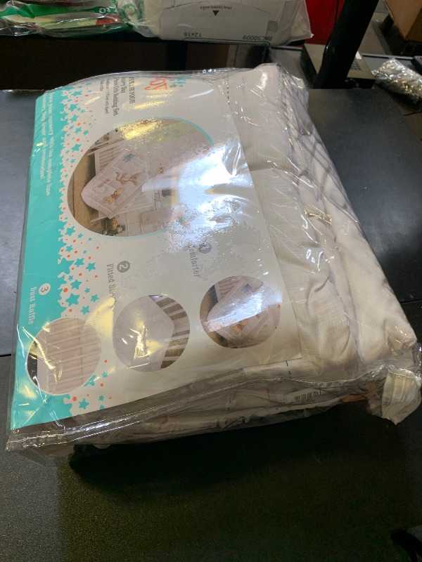 Photo 1 of Disney Winnie The Pooh - Blustery Day Grey and White Clouds with Piglet, Tigger and Eeyore 3 Piece Nursery Crib Bedding Set - Comforter, Fitted Crib Sheet and Crib Skirt