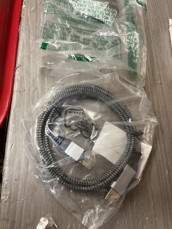 Photo 1 of Slim USB to Ethernet Cable 6 FT, USB 3.0 A to RJ45 Thin Cord, Directly Connected, Aluminum, Braided, OFC, USB to RJ45 Gigabit LAN Network Cable for Laptop, PC, Switch and More, OD: 3.6mm