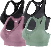 Photo 1 of Racerback Sports Bras for Women with Pads - High Impact Athletic Tank Tops for Yoga and Workout Brassieres Bra