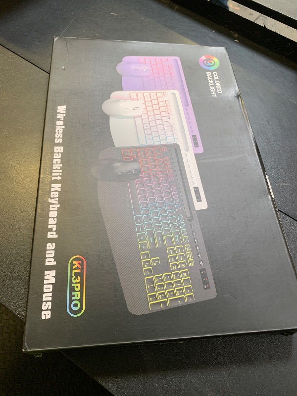 Photo 1 of Wireless Keyboard and Mouse Combo - 9 Backlit Effects, RGB, Ergonomic Wrist Rest, Phone Holder, 2.4G Full Size, Rechargeable, Sleep Mode, Quiet Keyboard Set for Computer, PC, Laptop, Mac, Windows