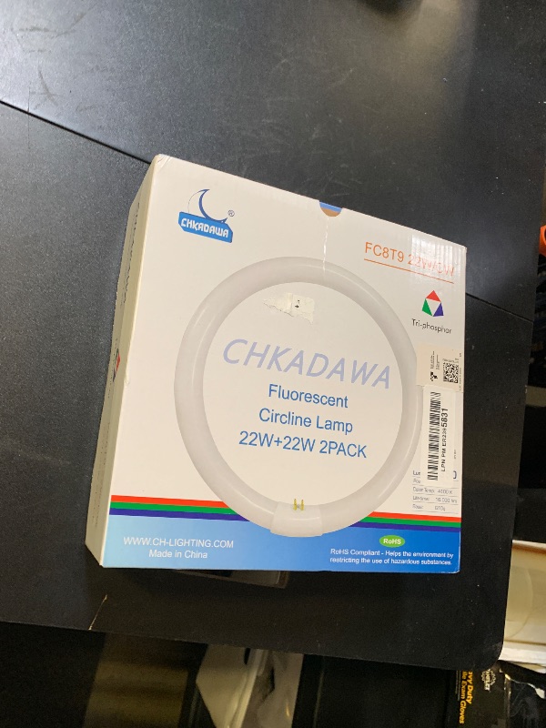 Photo 1 of CHKADAWA FC8T9/CW Circular Fluorescent Light Bulb, 8 Inch Round T9 22W Circline Bulbs Replacement for Circle Ceiling Fixture, Cool White 4100K 1350 Lumens, G10q 4 Pin Base, 2 Pack