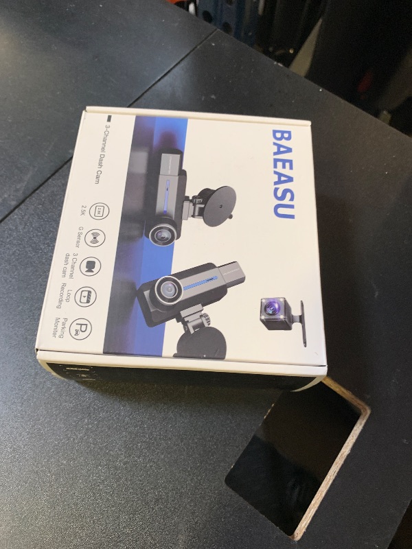 Photo 1 of Dash Cam Front and Rear, 2.5K+1440P Triple Car Camera with 32GB Card, 3 Channel Dash Camera for Cars, G-Sensor, 3.16” IPS Screen, 24Hr Parking, 170°Wide Angle, Loop Recording, IR Night Vision, Blue