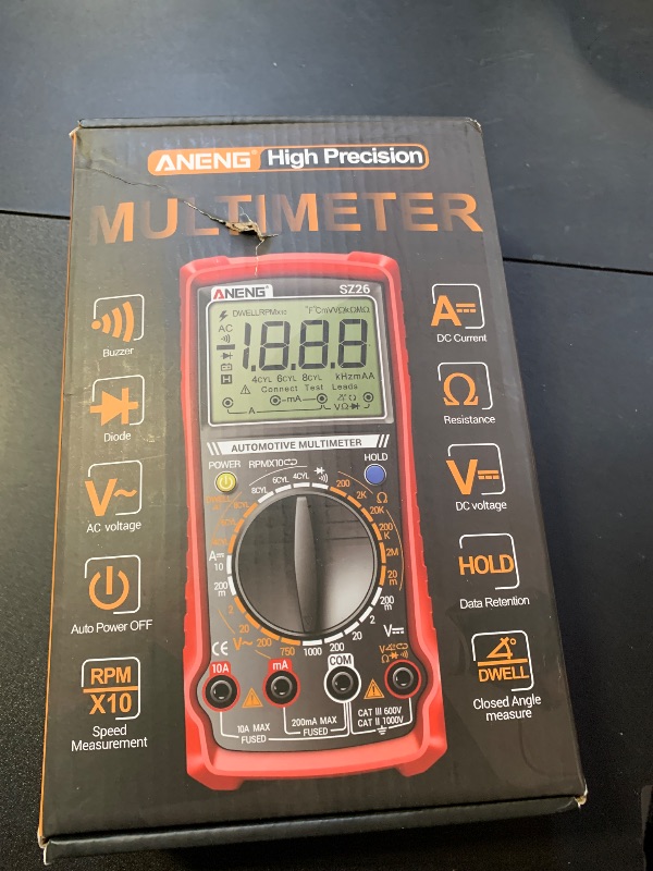 Photo 1 of ANENG SZ26 Multimeter,Digital Automotive Engine Analyzer with 500-10000RPM Tach,Dwell Angle,Duty Cycle,DC Current,AC/DC Voltage,Amp,Ohm,Large LCD,Data Hold,Versatile Tester for Car Diagnostics