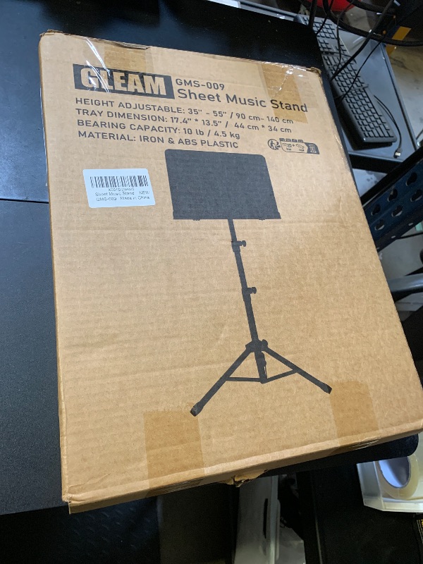 Photo 1 of GLEAM Sheet Music Stand - Full Metal with Carrying Bag, Phone Holder, Sheet Music Folder and Clip, 5 in 1 Desktop Book Stand