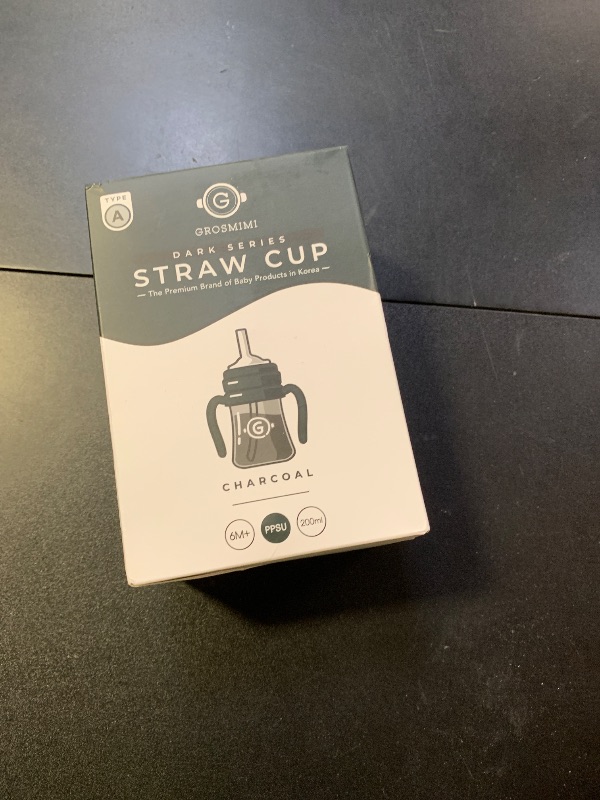 Photo 1 of GROSMIMI Spill Proof no Spill Magic Sippy Cup with Straw with Handle for Baby and Toddlers, Customizable, PPSU, BPA Free 6 oz (Charcoal)