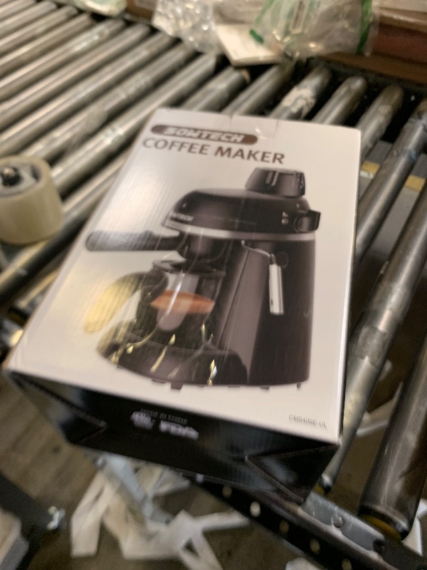Photo 1 of SOWTECH Coffee Machine, 3.5 Bar Espresso Cappuccino Machine with Milk Frother, 1-4 Cup Portable Coffee Maker for Latte, Cappuccino, 800W, Black