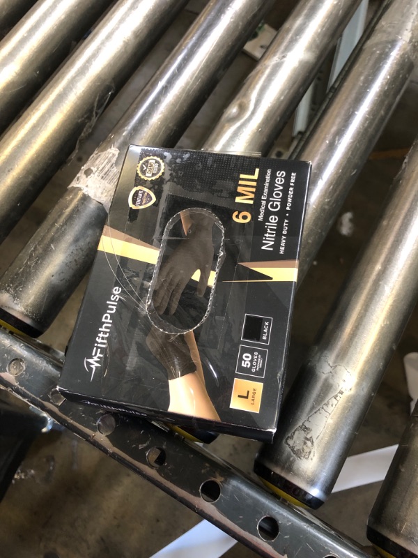 Photo 1 of FifthPulse 6 Mil Black Nitrile Gloves Large, Heavy-Duty Disposable Gloves for Mechanics, Food Prep, and Medical Use - Powder-Free, Latex-Free, Extra Thick & Puncture-Resistant Rubber Glove - 50 Count