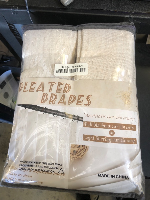 Photo 1 of Cream 70 Inch Extra Wide Curtains 102 Inch Long for Bedroom 2 Panels Set, Pinch Pleated Natural Linen Sheer Privacy Curtain That Let Light in for Kids Room/Nursery Light Filtering Back Tab Drape Ivory