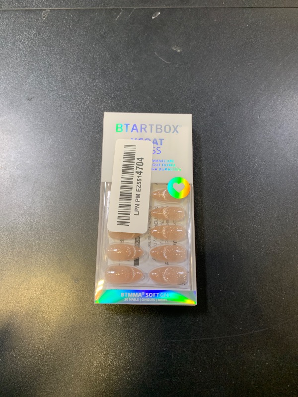Photo 1 of BTArtbox Almond Press On Nails Medium - Lamp-Curable Cat Eye Press On Nails with Glue for Women, Semi-Transparent Soft Gel Glue On Nails in 15 Sizes - 30 Stick On Nails Kit, Sunlit Shimmer