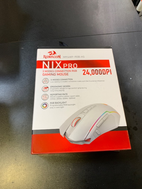 Photo 1 of Redragon Wireless Gaming Mouse, Tri-Mode 2.4G/USB-C/Bluetooth Mouse Gaming, 12000 DPI, RGB Backlit, Fully Programmable, Rechargeable Wireless Computer Mouse for Laptop PC Mac, White