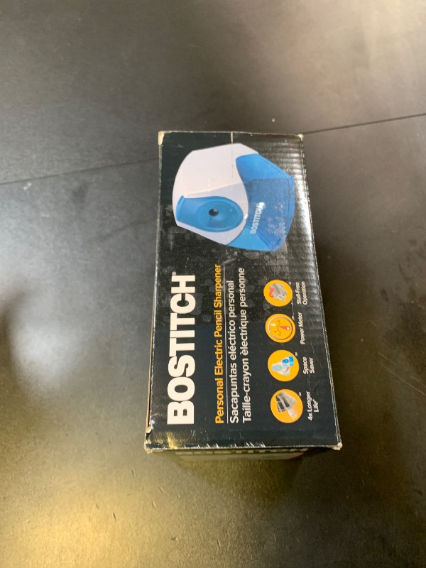 Photo 1 of Bostitch Office Personal Electric Pencil Sharpener, Powerful Stall-Free Motor, High Capacity Shavings Tray, Blue
