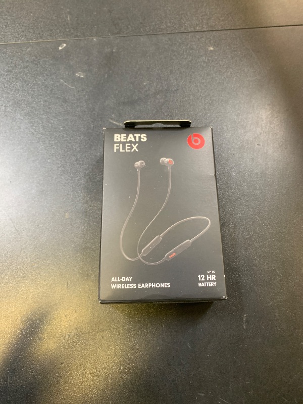 Photo 1 of Beats Flex Wireless Earbuds - Apple W1 Headphone Chip, Magnetic Earphones, Class 1 Bluetooth, 12 Hours of Listening Time, Built-in Microphone - Black