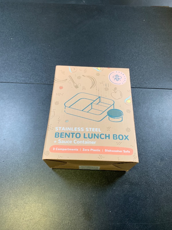 Photo 1 of Everusely - Bento Box - Sage, 27oz / 0.8 L - Stainless Steel Lunch Box with Leakproof Condiment Container - 3 Compartment Snack Organizer for On the Go Meals - Freezer & Dishwasher Safe
