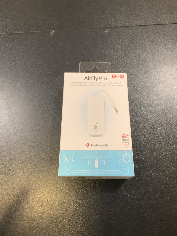 Photo 1 of Twelve South AirFly Pro | Bluetooth Wireless Transmitter/Receiver Adapter for 2 Headphones, Audio Sharing, Compatible with 3.5mm aux Jack for Airplanes, TV, Gym, Stereo, and Travel, 25+ Hr Battery