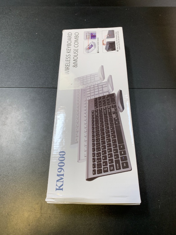 Photo 1 of Wireless Keyboard and Mouse Ultra Slim Combo, TopMate 2.4G Silent Compact USB 2400DPI Mouse and Scissor Switch Keyboard Set with Cover, 2 AA and 2 AAA Batteries, for PC/Laptop/Windows/Mac - Gray Black
