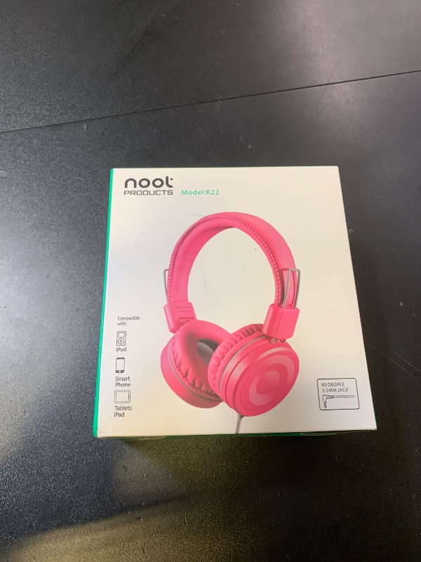 Photo 1 of noot products Kids Headphones K22 Foldable Stereo Tangle-Free 5ft Long Cord 3.5mm Jack Plugin Wired On-Ear Headset for iPad/Amazon Kindle Fire/Girls/School/Laptop/Travel/Plane/Tablet FlamingoPink