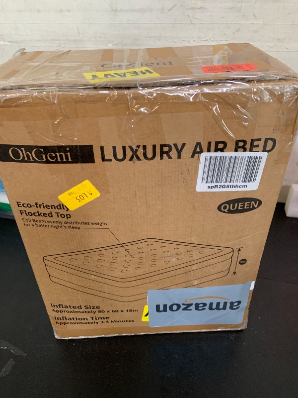 Photo 1 of OhGeni Queen Air Mattress with Built in Pump, Inflatable Blow Up Mattress 18 Raised Comfort,Upgraded Surface Portable Mattress, Air Bed for Camping, Home and Guest, Colchone Inflable, 650 lbs Max