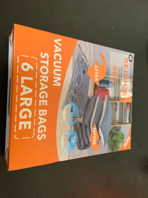 Photo 1 of 6 Large Vacuum Storage Bags,Plastic Packaging Bags,Space Saver Sealer Compression Bags for Blankets, Comforters, Pillows, Clothes Storage