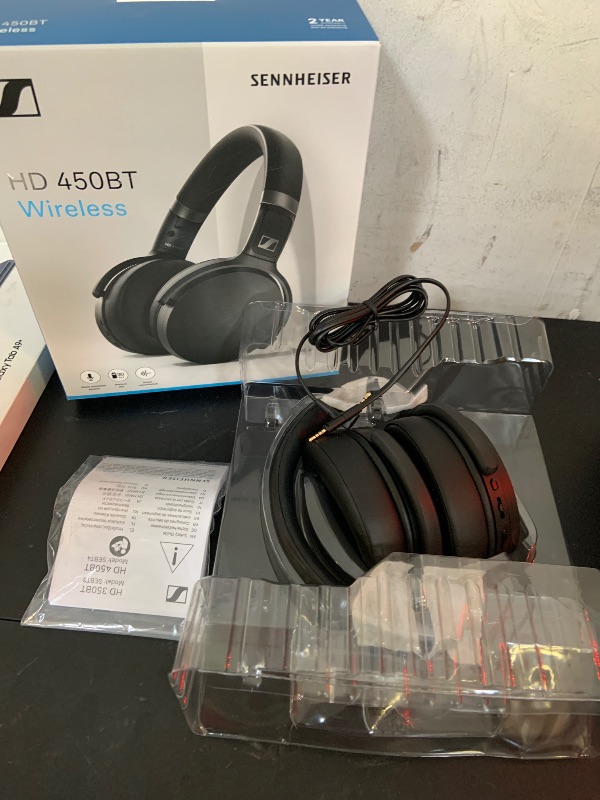 Photo 1 of Sennheiser Consumer Audio HD 450BT Bluetooth 5.0 Wireless Headphone with Active Noise Cancellation - 30-Hour Battery Life, USB-C Fast Charging, Virtual Assistant Button, Foldable - Black