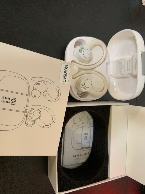 Photo 1 of Wireless Earbuds Bluetooth 5.3 Headphones Sports, 48Hrs Playback Over Ear Buds with CVC8.0 Mic, Bass Stereo Bluetooth Earbuds with Earhooks, LED Display, IP7 Waterproof Earphones for Running White