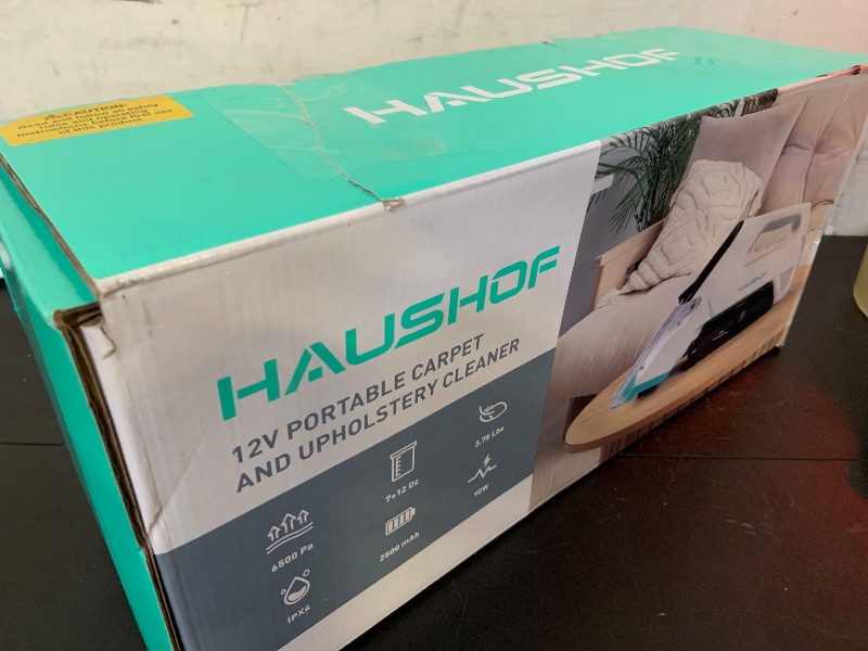 Photo 1 of HAUSHOF Handheld Carpet Cleaner, 12V Cordless Portable Carpet Cleaner, 6.5KPa Spot Cleaner with 2 Water Tanks, Type-C Charge, Spot & Stain Cleaner, Handheld Upholstery Cleaner for Stairs, Car