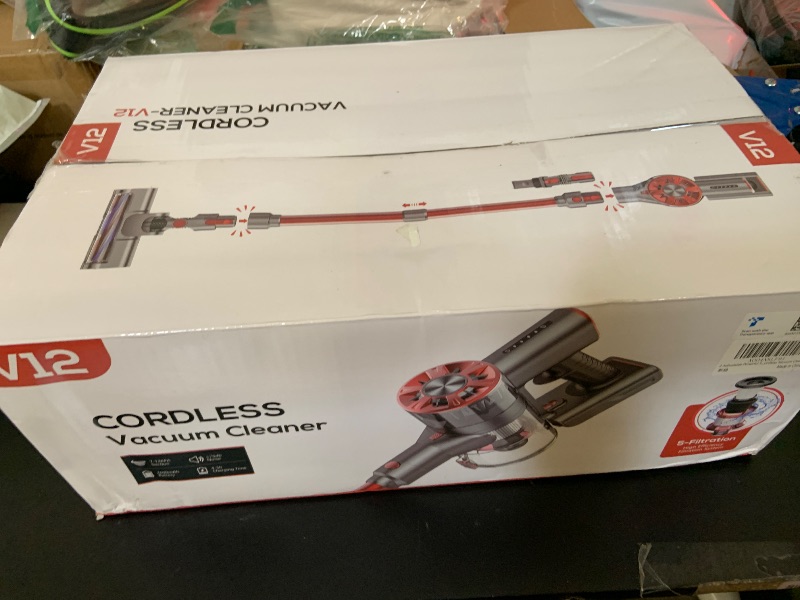 Photo 1 of Cordless Vacuum Cleaner Rechargeable with 2600mAh Detachable Battery, Powerful Vacuums with 2 Adjustable Modes, Lightweight Portable Stick Vacuum for Home (Wine Red)