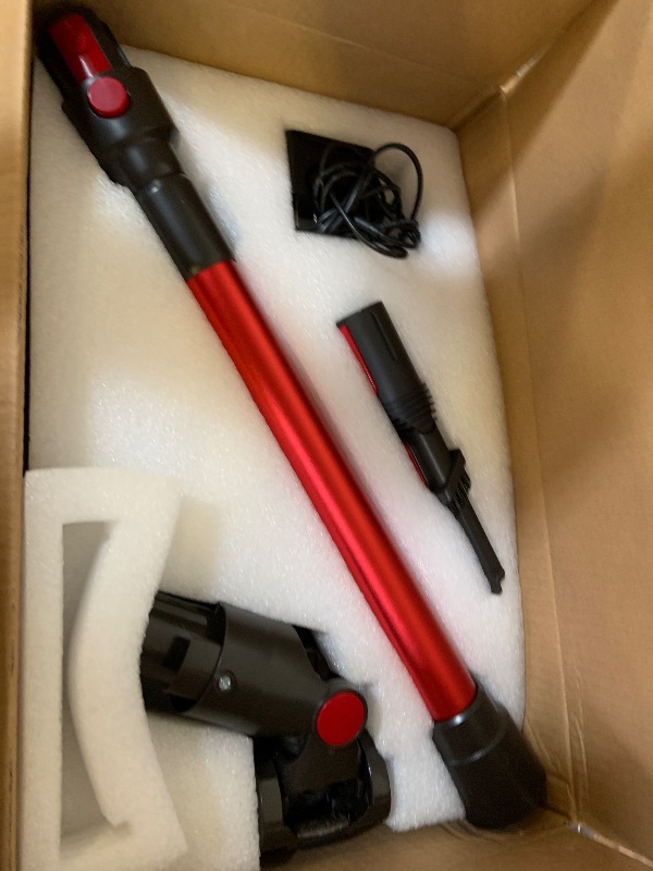 Photo 1 of Cordless Vacuum Cleaner Rechargeable with 2600mAh Detachable Battery, Powerful Vacuums with 2 Adjustable Modes, Lightweight Portable Stick Vacuum for Home (Wine Red)