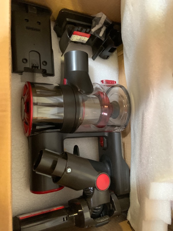 Photo 1 of Cordless Vacuum Cleaner Rechargeable with 2600mAh Detachable Battery, Powerful Vacuums with 2 Adjustable Modes, Lightweight Portable Stick Vacuum for Home (Wine Red)