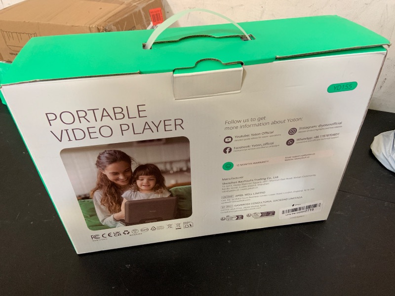 Photo 1 of YOTON 16.9" Portable DVD Player, 4-6 Hours Rechargeable Built-in Battery, 14.1" HD Swivel Screen, Dual Stereo Speakers, USB/SD/AV/Audio/Gamepad Support -White [Not Support Blu-Ray]