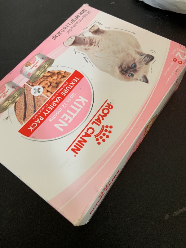 Photo 1 of exp date 10/2026---Royal Canin Feline Health Nutrition Kitten Thin Slices in Gravy and Loaf in Sauce Variety Pack Cat Food, 3 oz (Pack of 12)