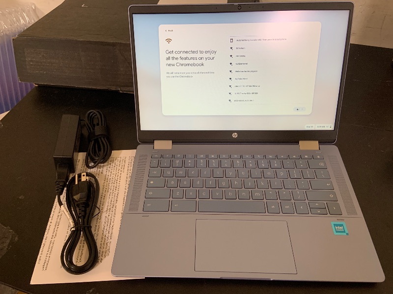 Photo 1 of HP Laptop X360 14a- 14" Chromebook, HD Touchscreen, Intel Celeron N4020, 4GB LPDDR4 RAM, 64GB eMMC, WiFi, Webcam, BO Speakers, Bluetooth 4.2, Chrome Blue (Renewed)
