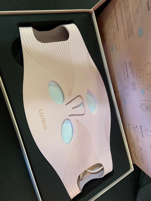 Photo 1 of NVBOTY LED Face Mask Light Therapy, 4 Modes Portable Red Light Therapy for Face with 2000mAh Rechargeable Remote, Blue, Orange, 850NM Infrared & Red Light Mask, 400 LEDs for Anti-Aging, at Home