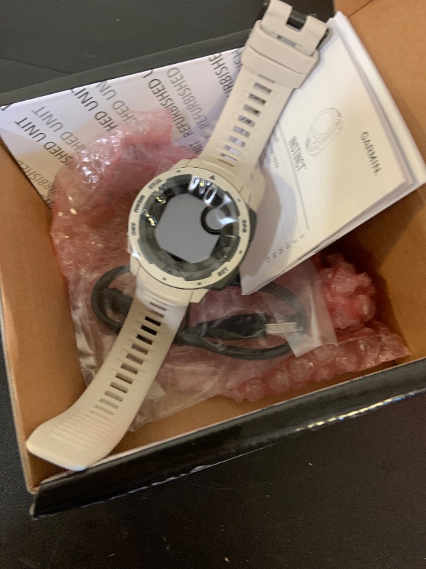 Photo 1 of Garmin 010-02064-01 Instinct, Rugged Outdoor Watch with GPS, Features GLONASS and Galileo, Heart Rate Monitoring and 3-axis Compass, Tundra, 1.27 inches (Renewed)