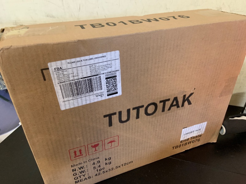 Photo 1 of TUTOTAK Record Player Stand with Storage Up to 100 Albums?Record Storage Table,3 Tier End Table with Charging Station,Side Table for Living Room, Bedroom, White TB01BW076