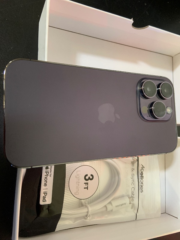 Photo 1 of Apple iPhone 14 Pro, 256GB, Deep Purple - Unlocked (Renewed)