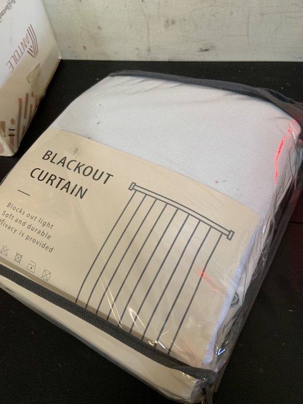 Photo 1 of 100% Blackout Shield Linen Blackout Curtains for Bedroom 84 Inches Long, Back Tab/Rod Pocket Living Room Drapes, Thermal Insulated Blackout Curtains 2 Panels Set, 50" W x 84" L, Bright White